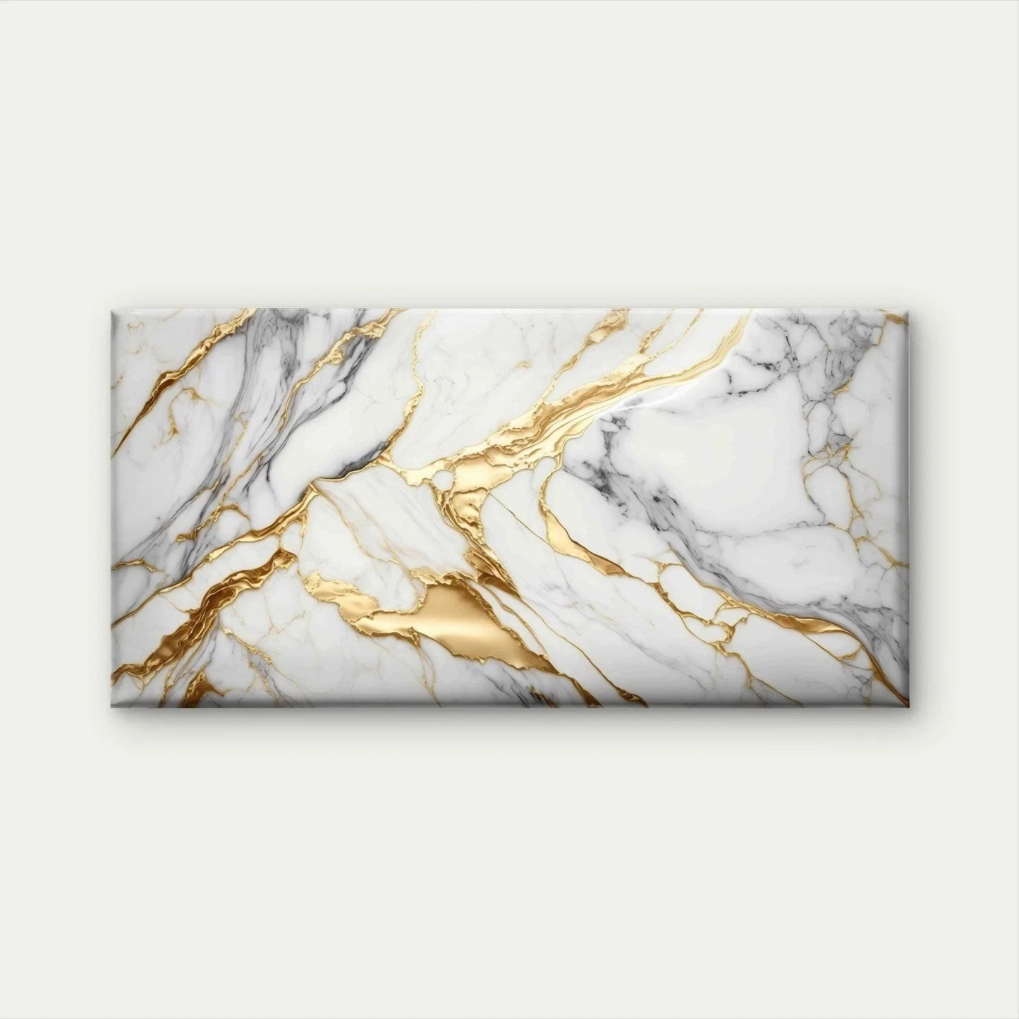Natural White and Gold Marble Wall Art Canvas Office Home Room Framed 120x60cm