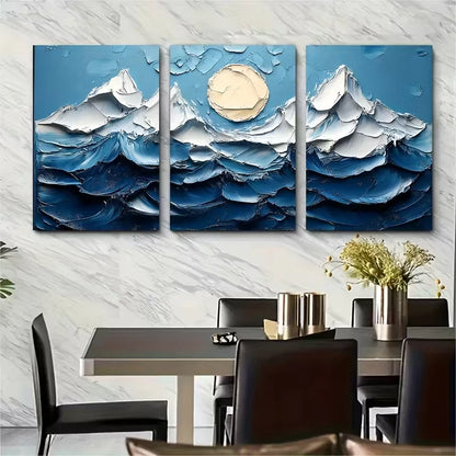 3pcs Modern Neutral Mountain Landscape Metal Print Ready to Hang Art