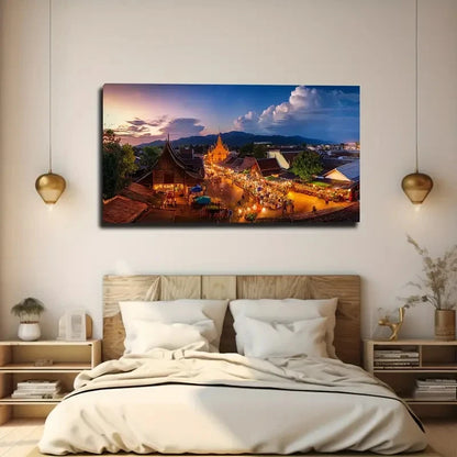 Vibrant Southeast Asian Wall Art Canvas Office Home Room Framed 120x60cm