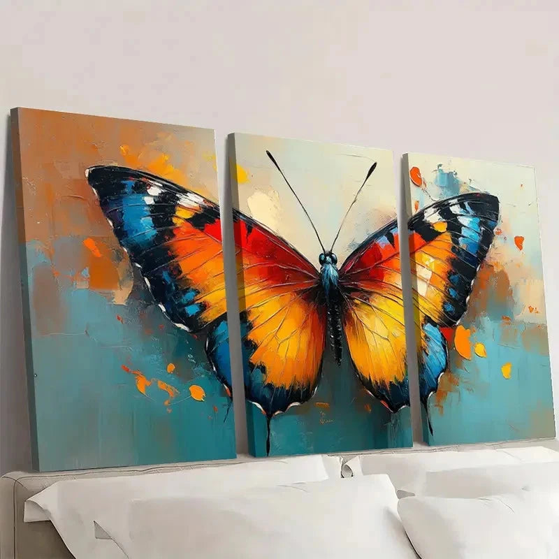 3pcs Boho Chic Abstract Butterfly rt Wall Art Set Canvas Framed 40x60cm - High Quality Print 100% Australian Made Wall Canvas Ready to Hang - Bella Home Decor