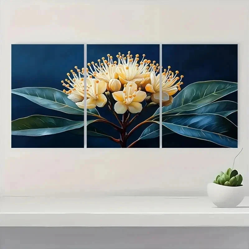 3pcs Nature Myrtle Art Myrtle Flower Perfect Wall Art Set Canvas Framed 60x90cm - High Quality Print 100% Australian Made Wall Canvas Ready to Hang