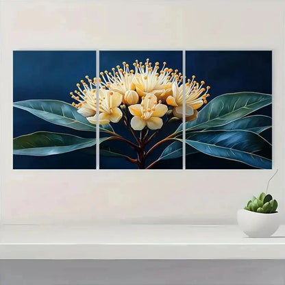3pcs Nature Myrtle Art Myrtle Flower Perfect Wall Art Set Canvas Framed 60x90cm - High Quality Print 100% Australian Made Wall Canvas Ready to Hang