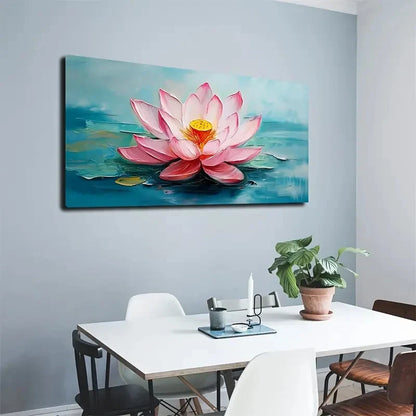 Pink Lotus Flower in Serene Wall Art canvas office home room framed 120x60cm - Bella Home Decor