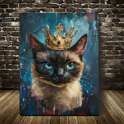 Beautiful Vibrant Colors & Pine Crown Cat Painting 40x60cm Metal Print Ready to Hang - Bella Home Decor