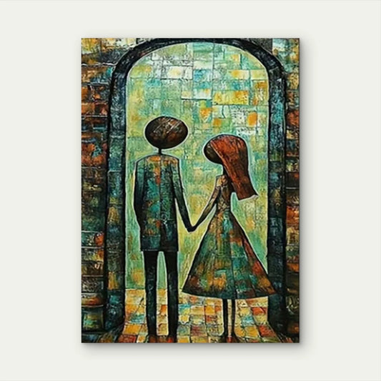 The Couple in the Archway 40x60cm Metal Print Ready to Hang