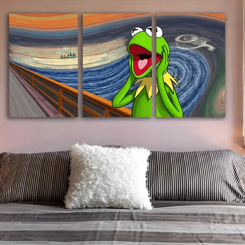 3pcs Abstract Frog Portraits Metal Print Ready to Hang Art - Bella Home Decor
