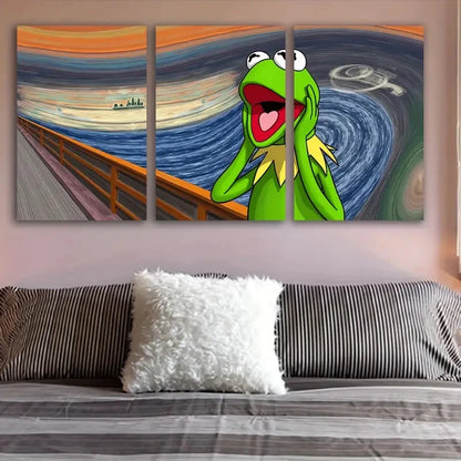 3pcs Abstract Frog Portraits Metal Print Ready to Hang Art - Bella Home Decor