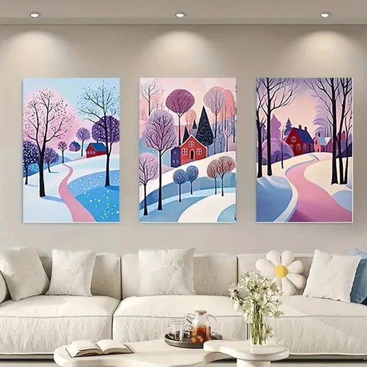3pcs Rustic Countryside Home and Forest RCH Wall Art Set Canvas Framed 50x70cm - High Quality Print 100% Australian Made Wall Canvas Ready to Hang