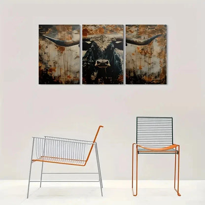 33pcs Rustic Longhorn Cow Wall Art Set Canvas Framed 40x60cm - High Quality Print 100% Australian Made Wall Canvas Ready to Hang - Bella Home Decor