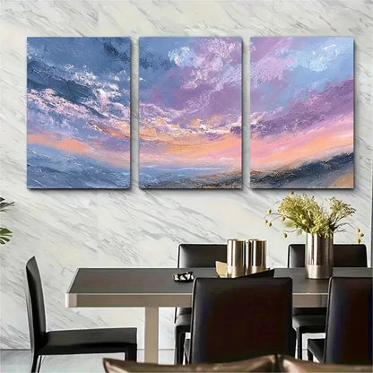 3pcs Textured Coastal Sunrise Ocean Perfect Wall Art Set Canvas Framed 50x70cm - High Quality Print 100% Australian Made Wall Canvas Ready to Hang