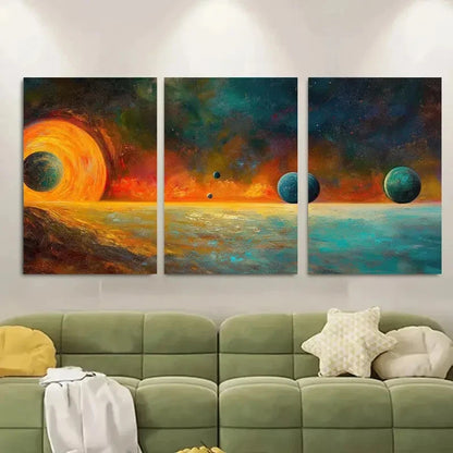 3pcs Solar System Planets In Universe Metal Print Ready to Hang Art