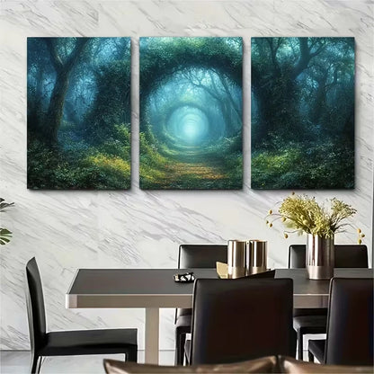 3pcs Mystical Fairy Landscape in Misty Mood Metal Print Ready to Hang Art