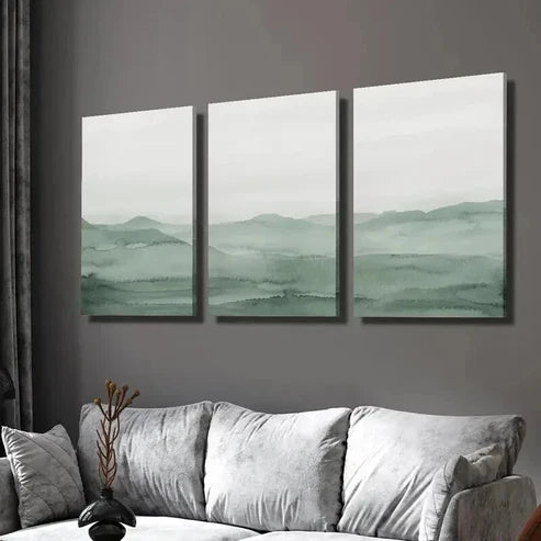 3pcs Sage Green Abstract Landscape Wall Art Set Canvas Unframed - High Quality Print 100% Australian Made Wall Canvas