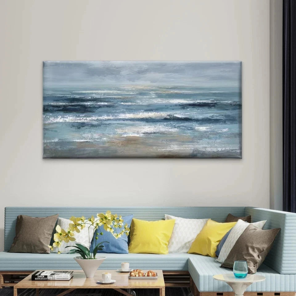 Beach Serene Landscape Wall Art Canvas Office Home Room Framed 120x60cm