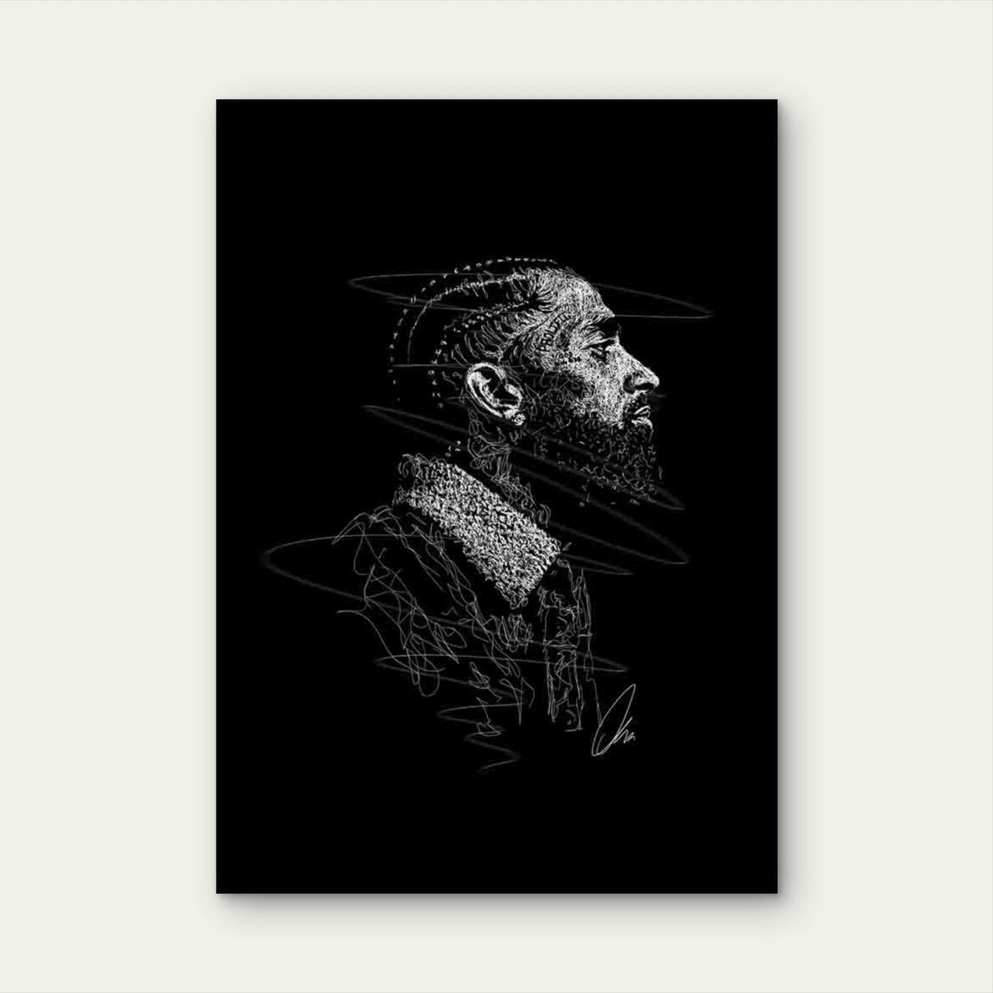 Braided Bearded Man Looking Forward 40x60cm Metal Print Ready to Hang - Bella Home Decor