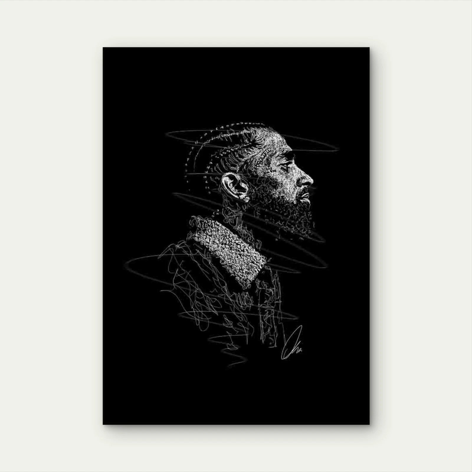 Braided Bearded Man Looking Forward 40x60cm Metal Print Ready to Hang - Bella Home Decor