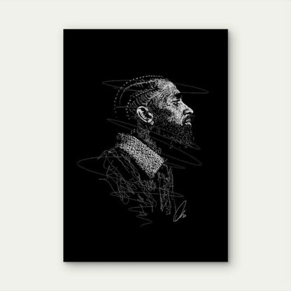 Braided Bearded Man Looking Forward 40x60cm Metal Print Ready to Hang - Bella Home Decor