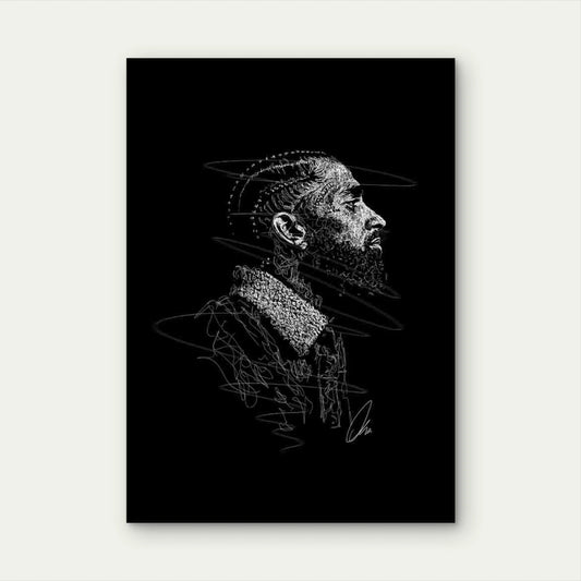 Braided Bearded Man Looking Forward 40x60cm Metal Print Ready to Hang - Bella Home Decor