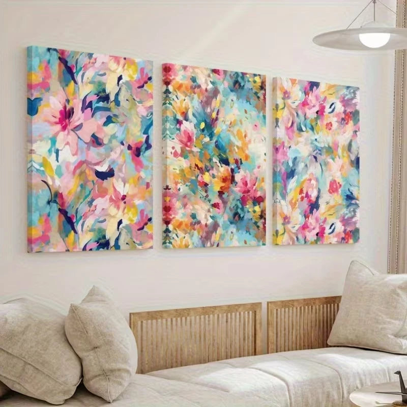 3pcs Modern Abstract Colorful Design Wall Art Set Canvas Framed 50x70cm - High Quality Print 100% Australian Made Wall Canvas Ready to Hang