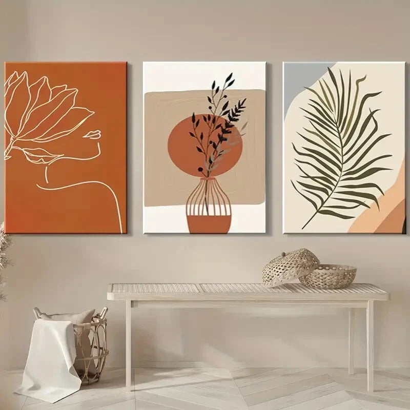 3pcs Abstract Girl Side Line Theme Metal Print Ready to Hang Art - Bella Home Decor