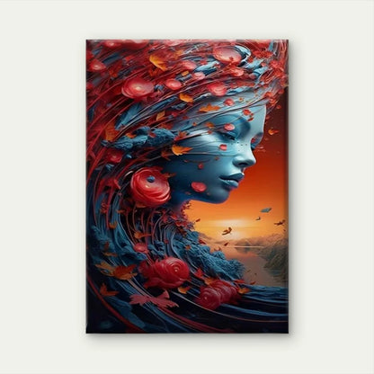 Vibrant Enchanted Floral Profile 60x90cm Metal Print Ready to Hang - Bella Home Decor