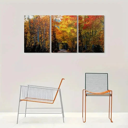 3pcs Autumn Forest Pathway Nature Wall Art Canvas Unframed - High Quality Print 100% Australian Made Wall Canvas - Bella Home Decor