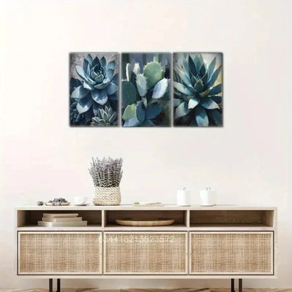 3pcs Desert Cactus Art Southwestern Style Metal Print Ready to Hang Art - Bella Home Decor