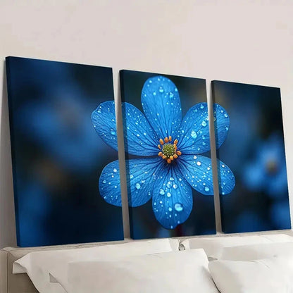 3pcs Blue Flower Painting Starwort FJ    Wall Art Set Canvas Framed 40x60cm - High Quality Print 100% Australian Made Wall Canvas Ready to Hang - Bella Home Decor