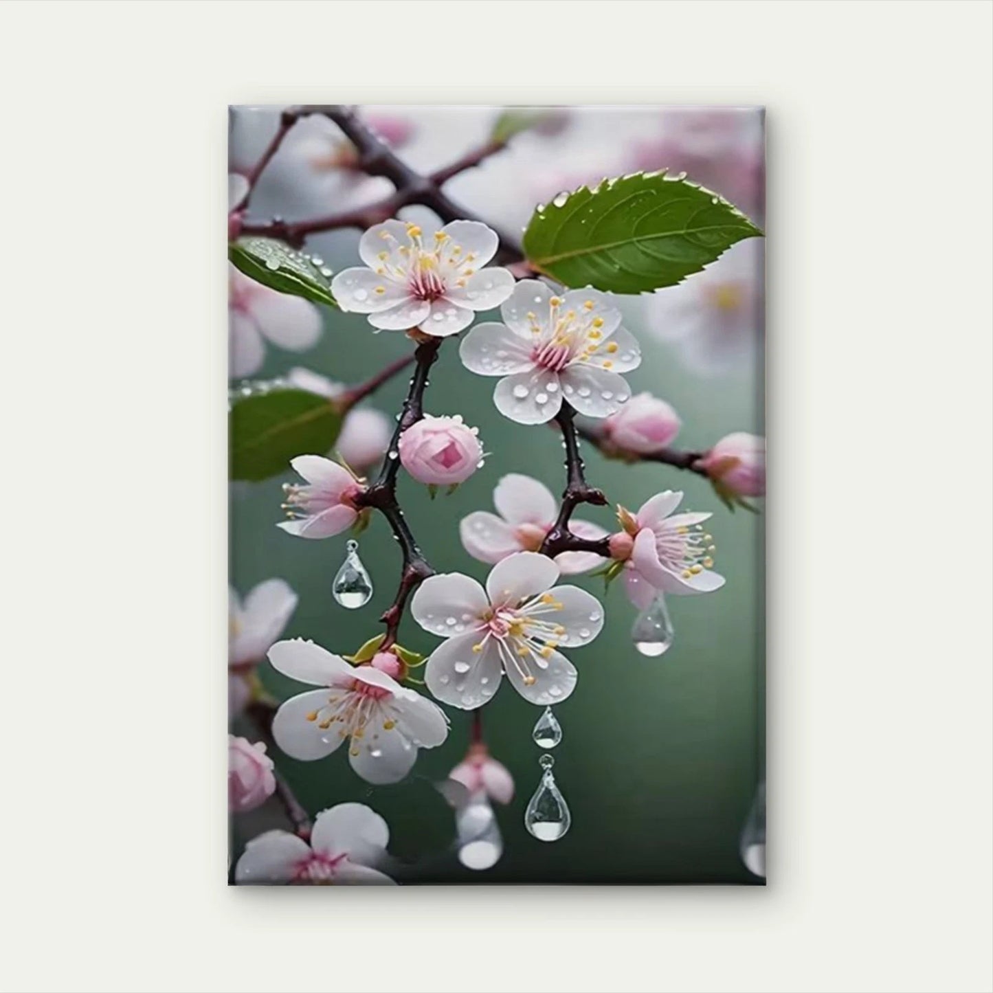 Dew-Kissed Blossoms, Oil Painting 60x90cm Metal Print Ready to Hang