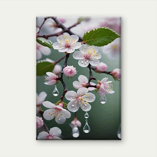 Dew-Kissed Blossoms, Oil Painting 60x90cm Metal Print Ready to Hang