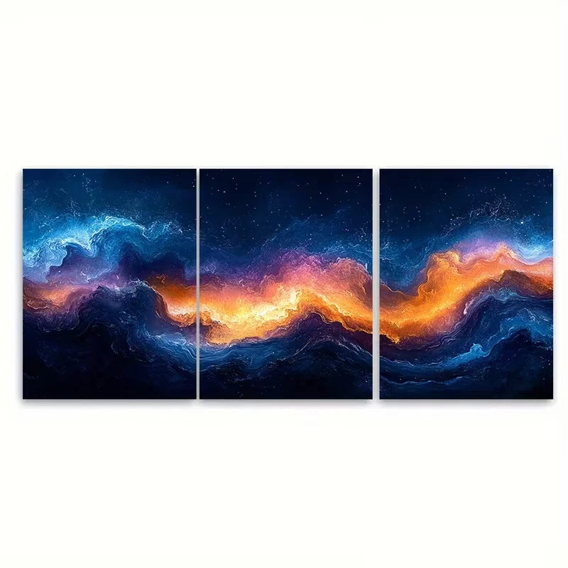 3pcs Dreamy Abstract Flowing Artwork Metal Print Ready to Hang Art - Bella Home Decor