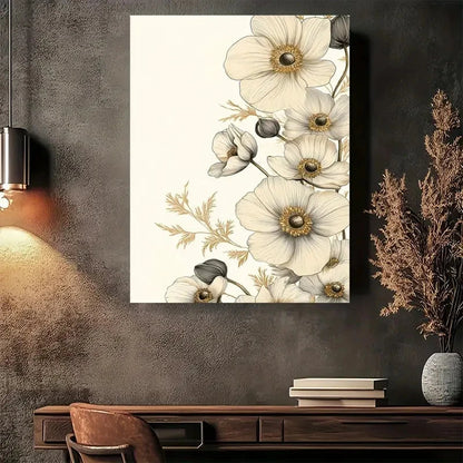 Beautiful Vintage Floral Modern Vintage Painting 40x60cm Metal Print Ready to Hang