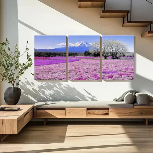 3pcs Mount Fuji & Flower Fields Landscape Wall Art Canvas Unframed - High Quality Print 100% Australian Made Wall Canvas