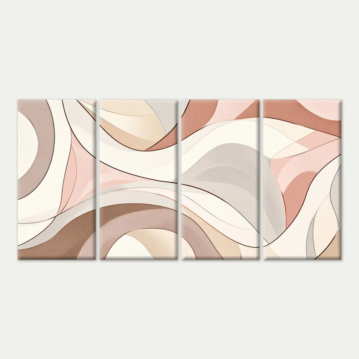 4pcs Modern Abstract Pastel Neutral Waves Wall Art Canvas Framed 45x80cm - High Quality Print 100% Australian Made Wall Canvas Ready to Hang