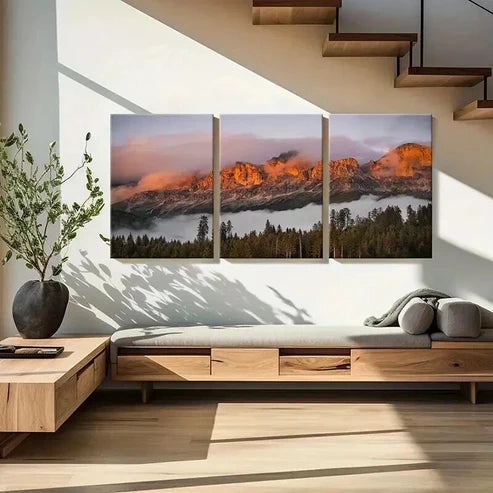 3pcs Sunset Mountains & Forest Wall Art Canvas Unframed - High Quality Print 100% Australian Made Wall Canvas