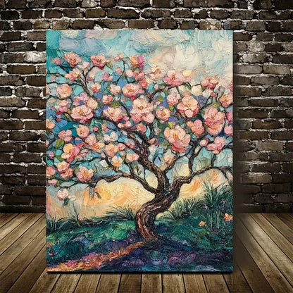 Vibrant Peach Tree Forest with Lush Foliage 40x60cm Metal Print Ready to Hang - Bella Home Decor