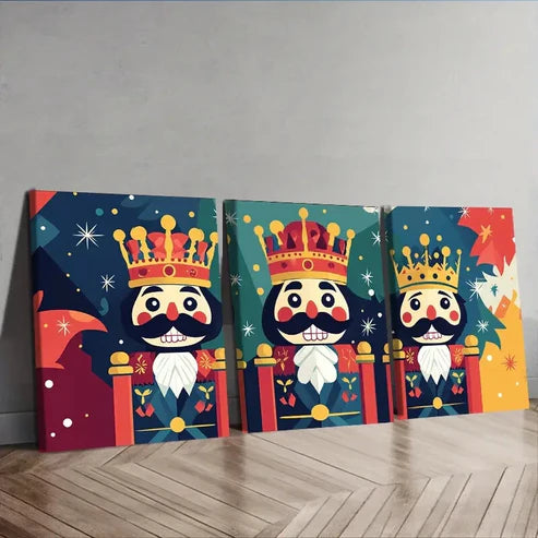3pcs Cartoon Nutcracker Wall Art Set Canvas Unframed - High Quality Print 100% Australian Made Wall Canvas - Bella Home Decor