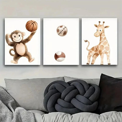 3pcs Adorable Watercolor Animals Designs Metal Print Ready to Hang Art - Bella Home Decor