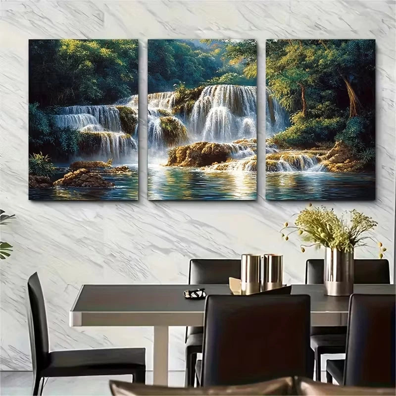 3pcs Stunning Waterfall Metal Print Ready to Hang Art