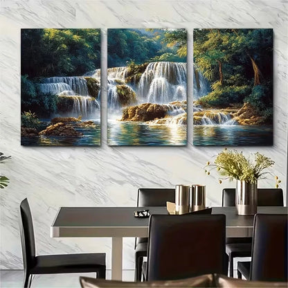 3pcs Stunning Waterfall Metal Print Ready to Hang Art