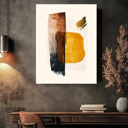 Beautiful Modern Vintage Abstract Geometric Painting 40x60cm Metal Print Ready to Hang
