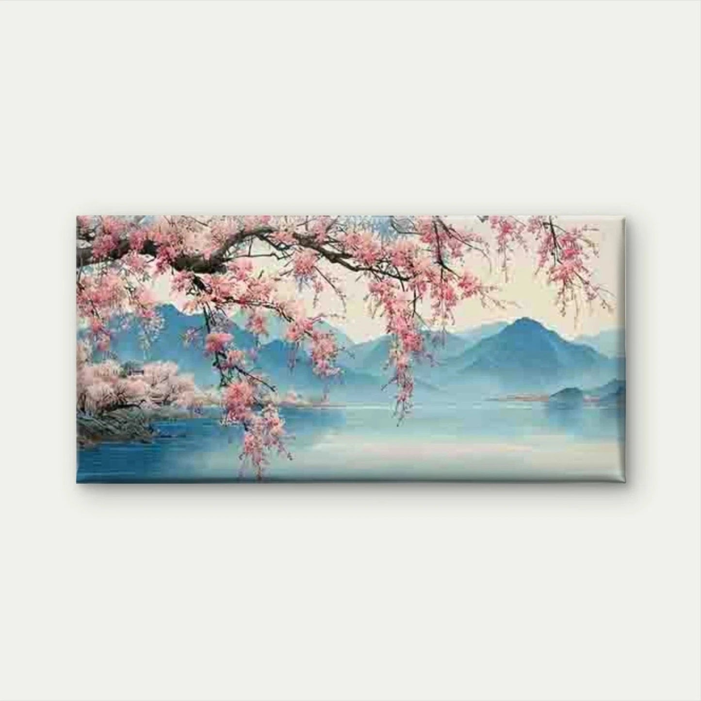 Cherry Blossom & Mount Fuji Wall Art Canvas Office Home Room Framed 120x60cm