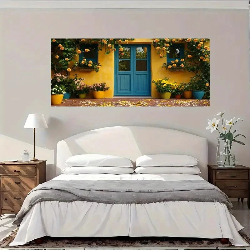 Colorful Flower Front Door Wall Art Canvas Office Home Room Framed 120x60cm