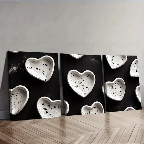 3pcs Shape on black background  Wall Art Set Canvas Unframed - High Quality Print 100% Australian Made Wall Canvas