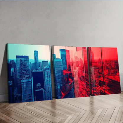 3pcs Geometric city, Painting Wall Art Set Canvas Unframed - High Quality Print 100% Australian Made Wall Canvas - Bella Home Decor