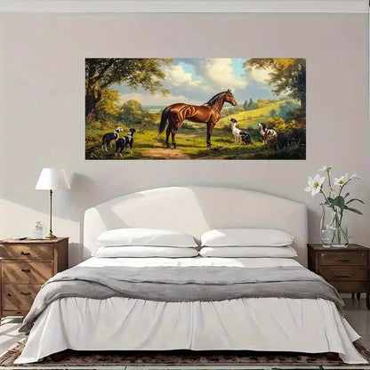 Brown Horse & Border Wall Art Canvas Office Home Room Framed 120x60cm