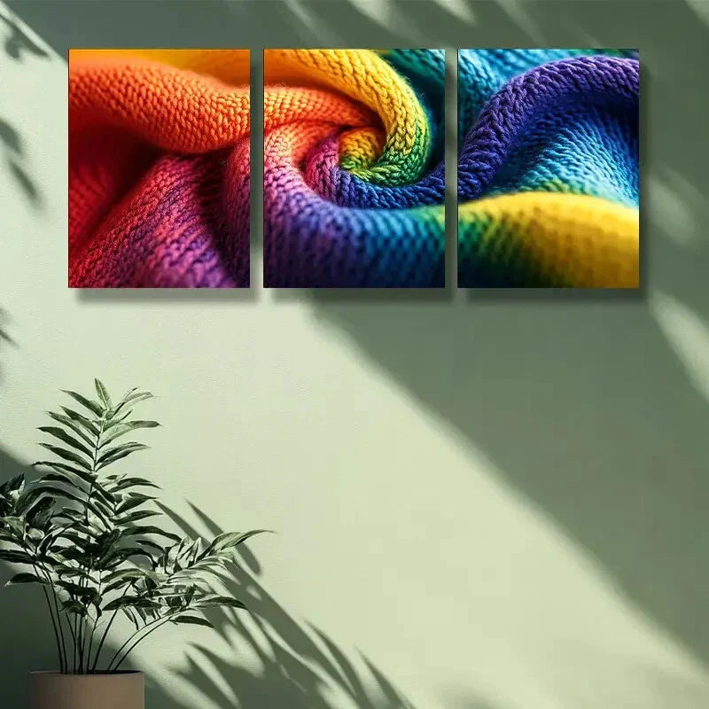 3pcs Art Painting Wool Fabric Wall Art Set Canvas Unframed - High Quality Print 100% Australian Made Wall Canvas - Bella Home Decor