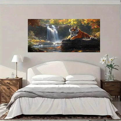 Tiger In Autumn Forest Wall Art Canvas Office Home Room Framed 120x60cm