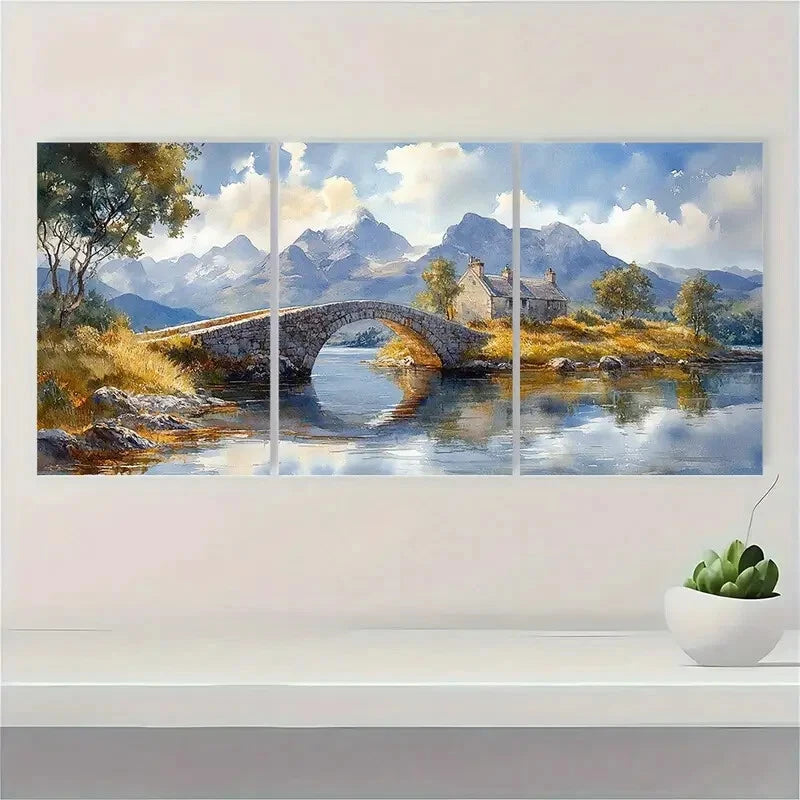3pcs Scotland Painting Watercolor Isle of Skye Metal Print Ready to Hang Art - Bella Home Decor