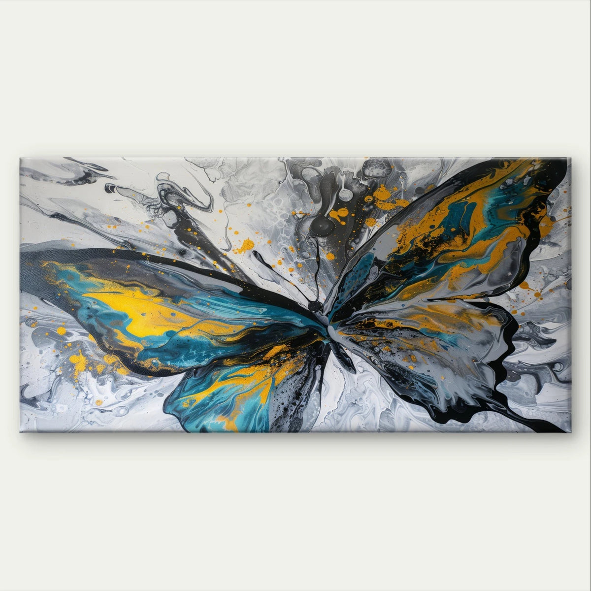 Modern Abstract Fluid Art Butterfly Wall Art Canvas Office Home Framed 120x60cm